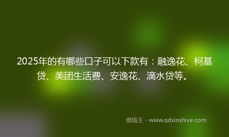 2025年的有哪些口子可以下款有：融逸花、柯基贷、美团生活费、安逸花、滴水贷等。