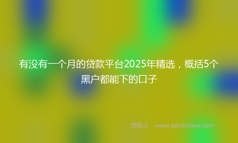 有没有一个月的贷款平台2025年精选，概括5个黑户都能下的口子