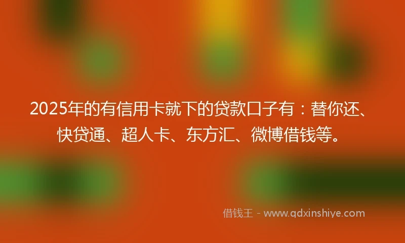 2025年的有信用卡就下的贷款口子有：替你还、快贷通、超人卡、东方汇、微博借钱等。