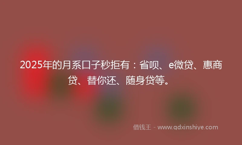 2025年的月系口子秒拒有：省呗、e微贷、惠商贷、替你还、随身贷等。