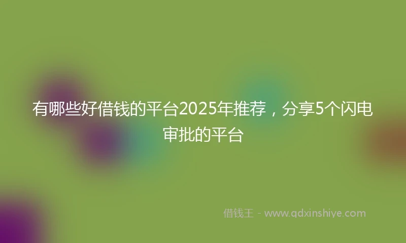 有哪些好借钱的平台2025年推荐，分享5个闪电审批的平台