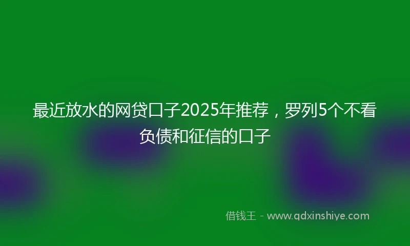 最近放水的网贷口子2025年推荐，罗列5个不看负债和征信的口子