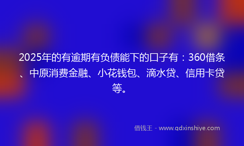 2025年的有逾期有负债能下的口子有：360借条、中原消费金融、小花钱包、滴水贷、信用卡贷等。