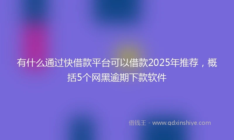 有什么通过快借款平台可以借款2025年推荐，概括5个网黑逾期下款软件