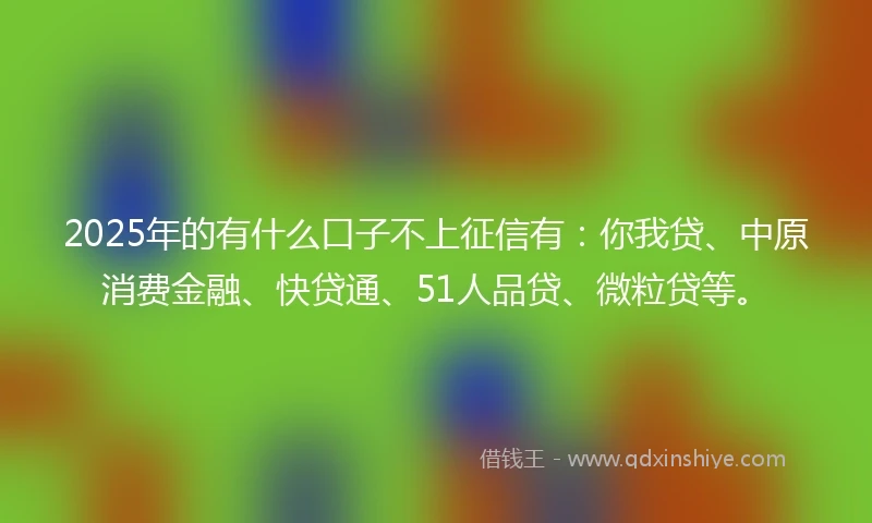 2025年的有什么口子不上征信有：你我贷、中原消费金融、快贷通、51人品贷、微粒贷等。