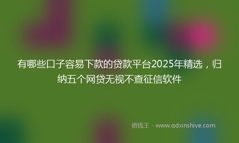 有哪些口子容易下款的贷款平台2025年精选,归纳五个网贷无视不查征信软件