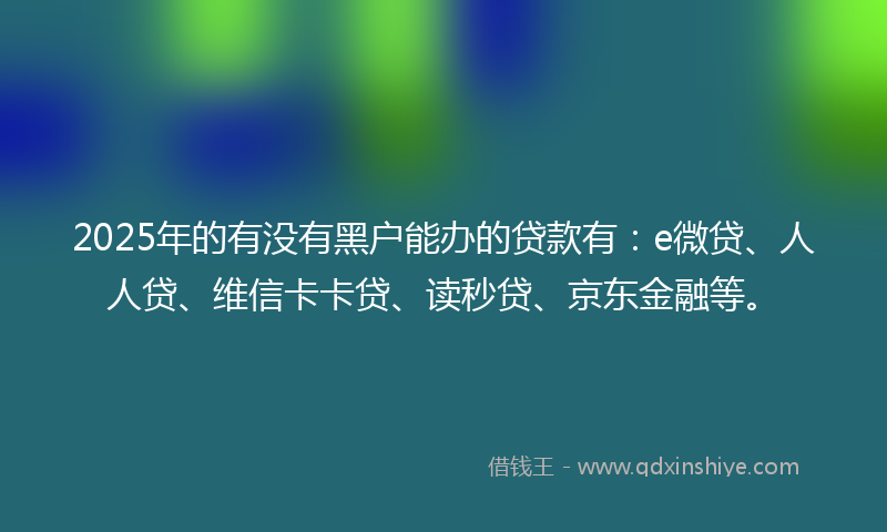 2025年的有没有黑户能办的贷款有：e微贷、人人贷、维信卡卡贷、读秒贷、京东金融等。