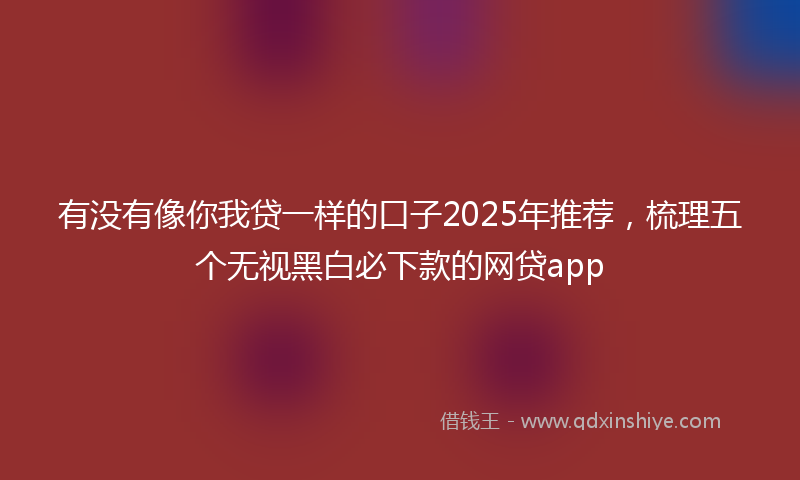有没有像你我贷一样的口子2025年推荐，梳理五个无视黑白必下款的网贷app