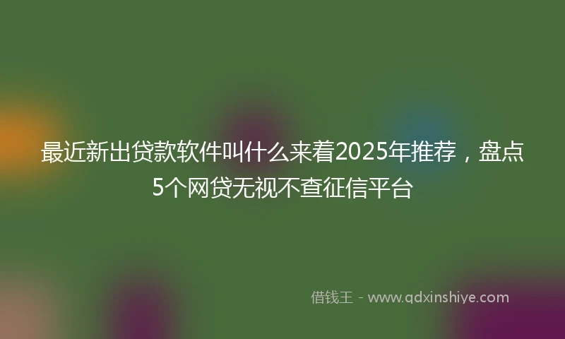 最近新出贷款软件叫什么来着2025年推荐，盘点5个网贷无视不查征信平台