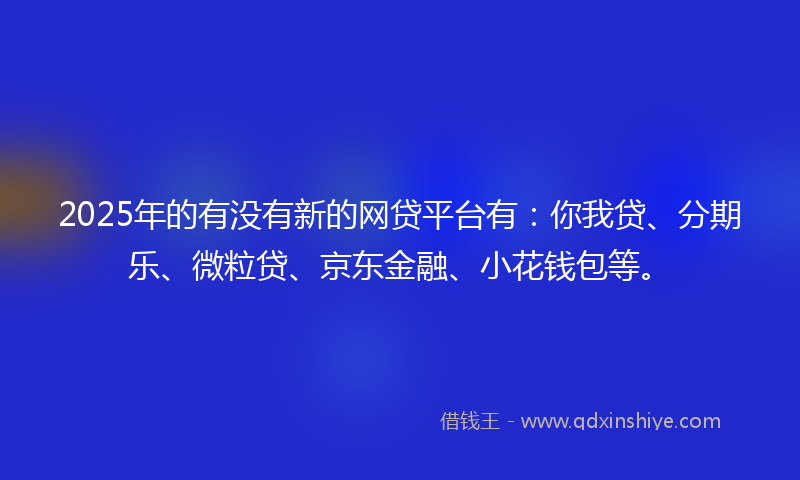 2025年的有没有新的网贷平台有：你我贷、分期乐、微粒贷、京东金融、小花钱包等。