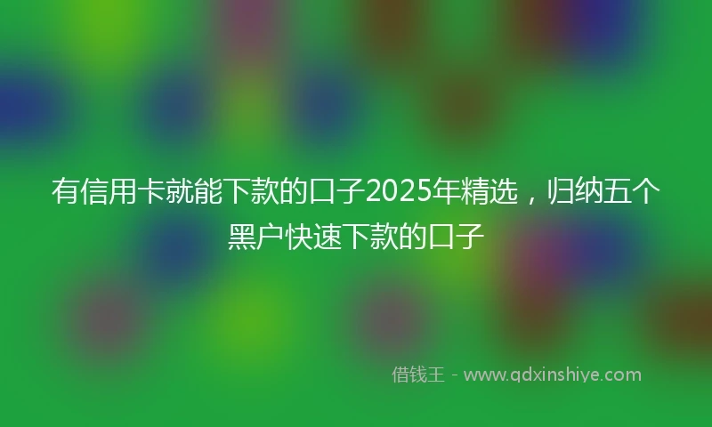 有信用卡就能下款的口子2025年精选，归纳五个黑户快速下款的口子