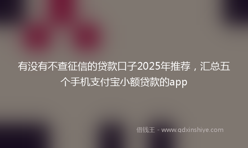 有没有不查征信的贷款口子2025年推荐，汇总五个手机支付宝小额贷款的app
