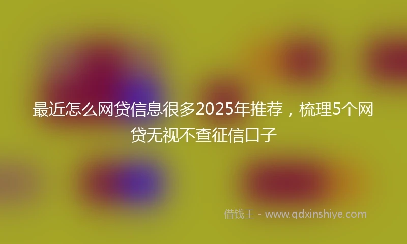 最近怎么网贷信息很多2025年推荐，梳理5个网贷无视不查征信口子