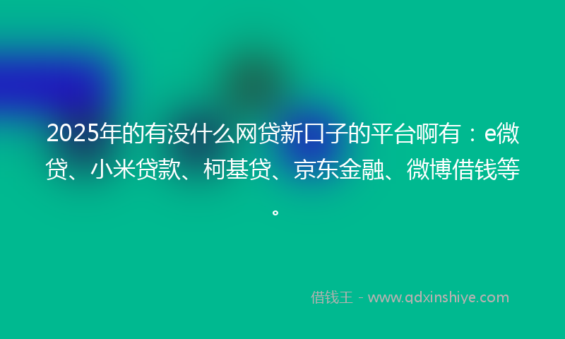 2025年的有没什么网贷新口子的平台啊有：e微贷、小米贷款、柯基贷、京东金融、微博借钱等。