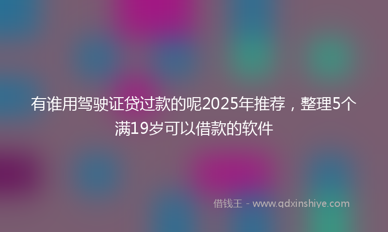 有谁用驾驶证贷过款的呢2025年推荐，整理5个满19岁可以借款的软件