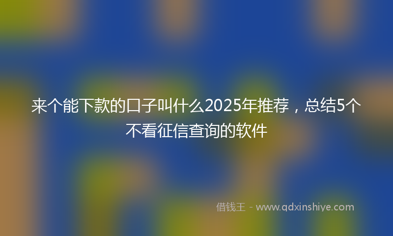 来个能下款的口子叫什么2025年推荐，总结5个不看征信查询的软件
