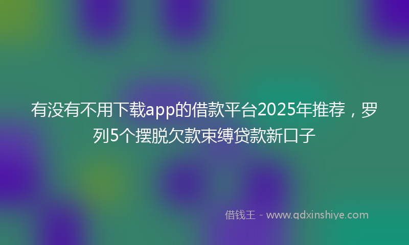 有没有不用下载app的借款平台2025年推荐，罗列5个摆脱欠款束缚贷款新口子