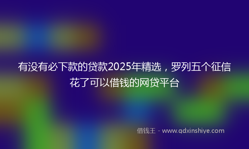 有没有必下款的贷款2025年精选，罗列五个征信花了可以借钱的网贷平台