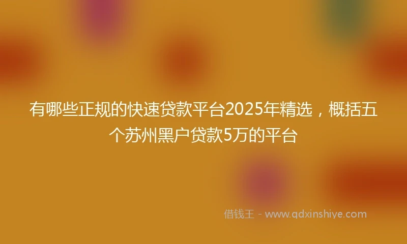 有哪些正规的快速贷款平台2025年精选,概括五个苏州黑户贷款5万的平台