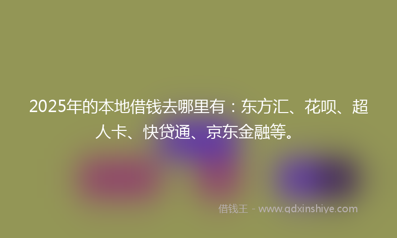 2025年的本地借钱去哪里有：东方汇、花呗、超人卡、快贷通、京东金融等。