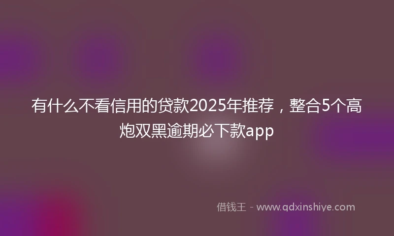 有什么不看信用的贷款2025年推荐，整合5个高炮双黑逾期必下款app