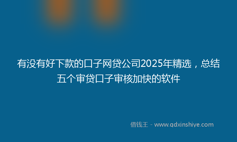 有没有好下款的口子网贷公司2025年精选，总结五个审贷口子审核加快的软件