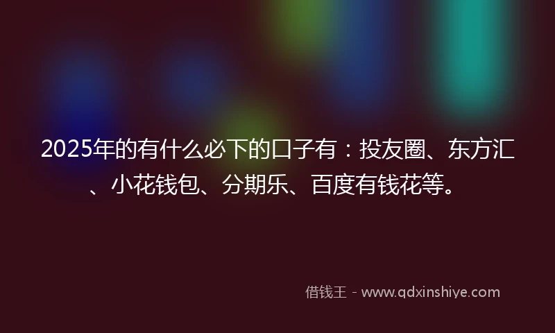 2025年的有什么必下的口子有：投友圈、东方汇、小花钱包、分期乐、百度有钱花等。