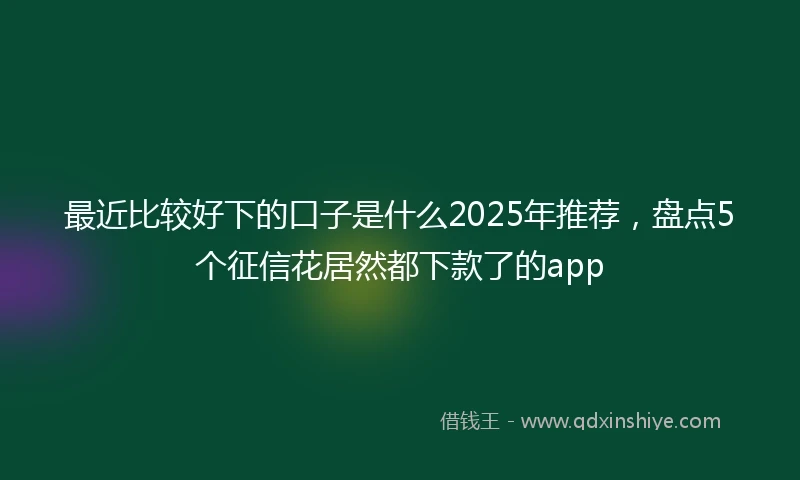 最近比较好下的口子是什么2025年推荐,盘点5个征信花居然都下款了的app