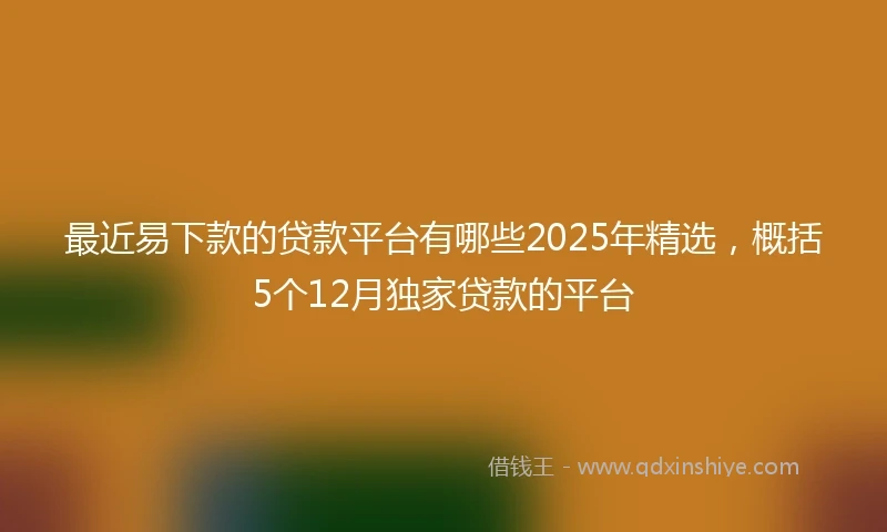 最近易下款的贷款平台有哪些2025年精选，概括5个12月独家贷款的平台