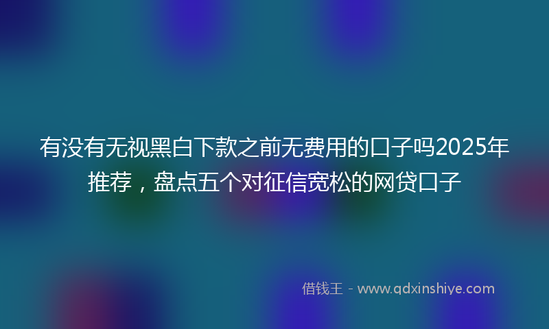 有没有无视黑白下款之前无费用的口子吗2025年推荐，盘点五个对征信宽松的网贷口子