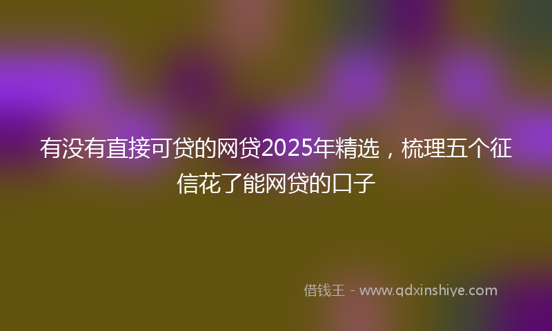 有没有直接可贷的网贷2025年精选，梳理五个征信花了能网贷的口子
