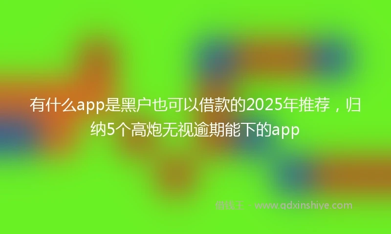 有什么app是黑户也可以借款的2025年推荐，归纳5个高炮无视逾期能下的app