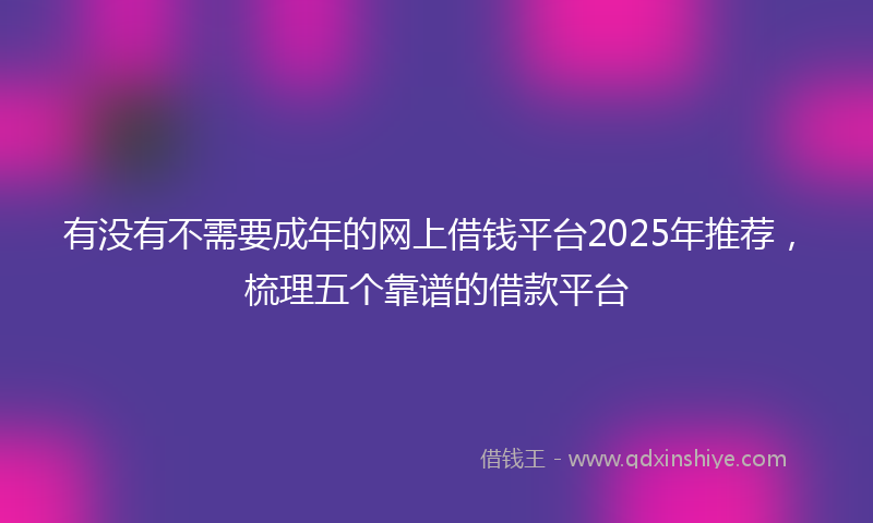 有没有不需要成年的网上借钱平台2025年推荐，梳理五个靠谱的借款平台