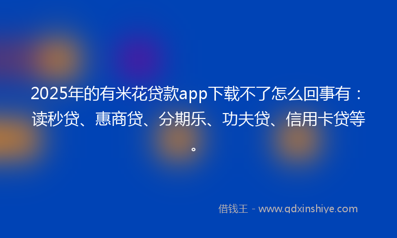 2025年的有米花贷款app下载不了怎么回事有：读秒贷、惠商贷、分期乐、功夫贷、信用卡贷等。