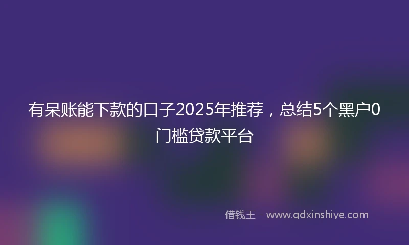 有呆账能下款的口子2025年推荐，总结5个黑户0门槛贷款平台