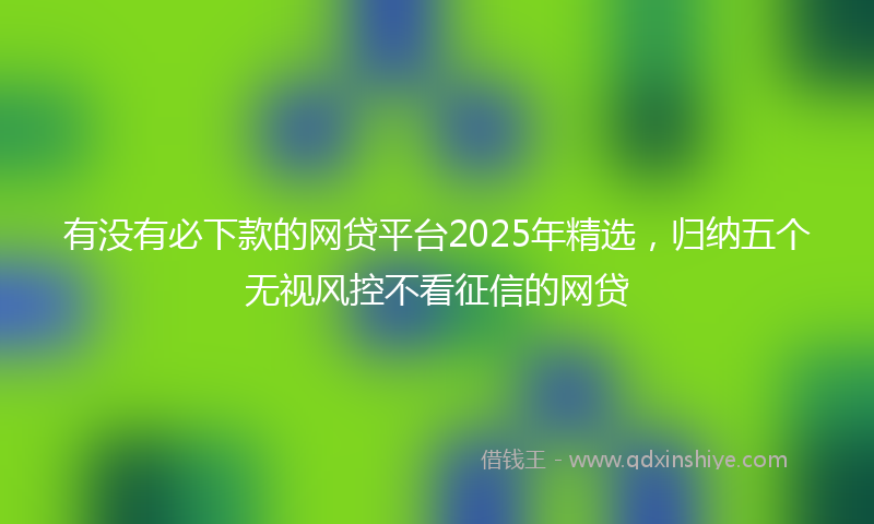 有没有必下款的网贷平台2025年精选，归纳五个无视风控不看征信的网贷