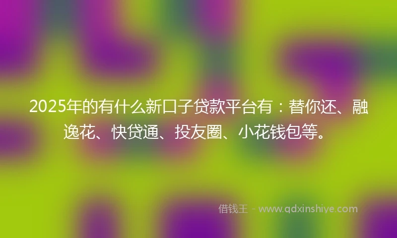 2025年的有什么新口子贷款平台有：替你还、融逸花、快贷通、投友圈、小花钱包等。