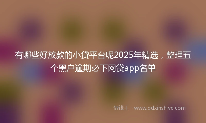 有哪些好放款的小贷平台呢2025年精选,整理五个黑户逾期必下网贷app名单