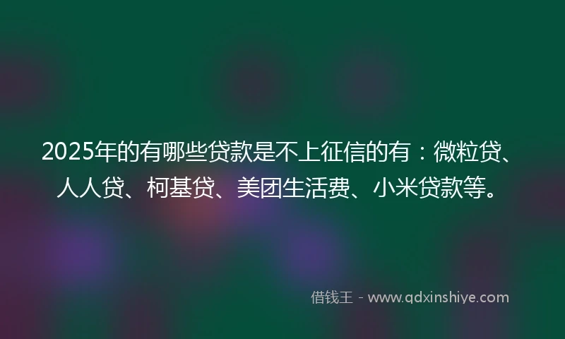 2025年的有哪些贷款是不上征信的有：微粒贷、人人贷、柯基贷、美团生活费、小米贷款等。