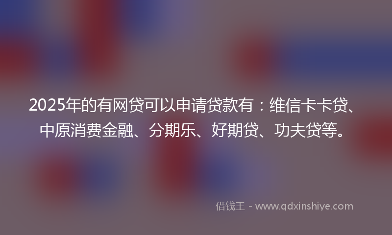 2025年的有网贷可以申请贷款有：维信卡卡贷、中原消费金融、分期乐、好期贷、功夫贷等。