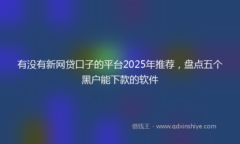 有没有新网贷口子的平台2025年推荐，盘点五个黑户能下款的软件