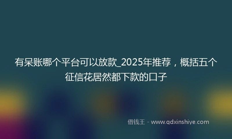 有呆账哪个平台可以放款_2025年推荐，概括五个征信花居然都下款的口子