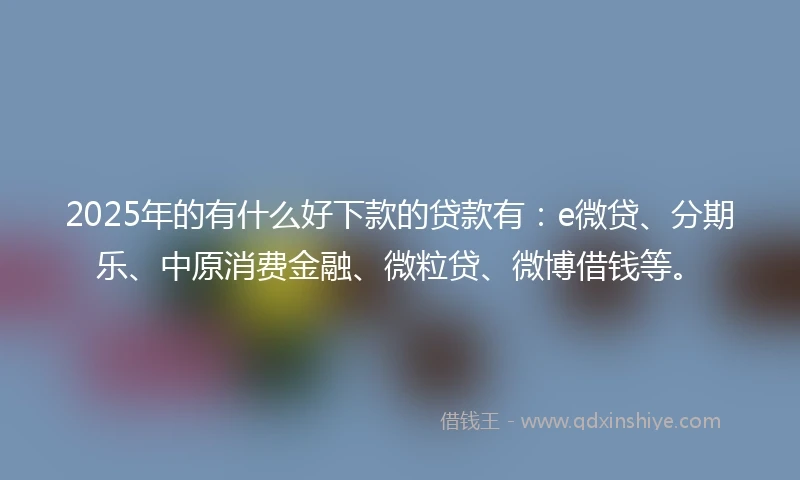 2025年的有什么好下款的贷款有:e微贷、分期乐、中原消费金融、微粒贷、微博借钱等。