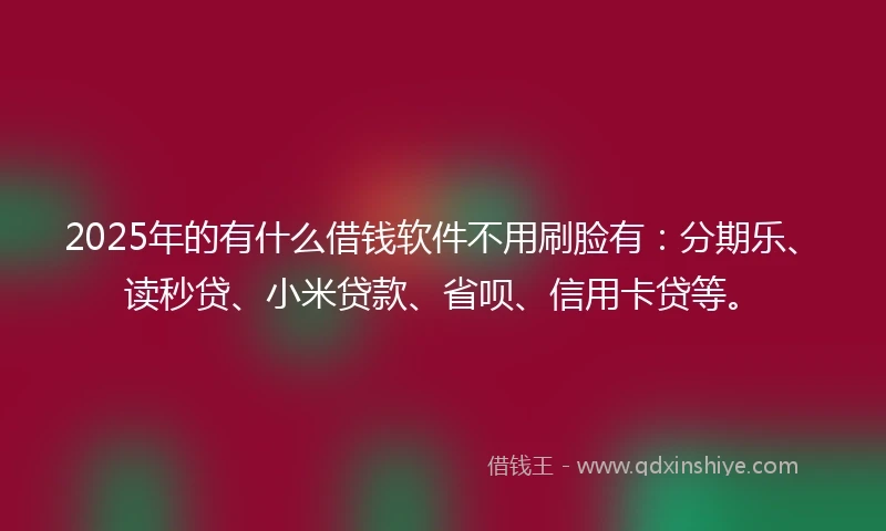 2025年的有什么借钱软件不用刷脸有：分期乐、读秒贷、小米贷款、省呗、信用卡贷等。