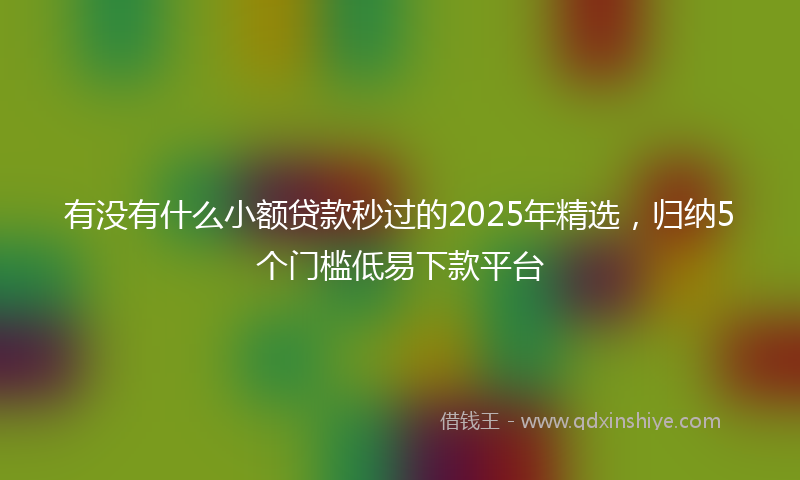 有没有什么小额贷款秒过的2025年精选，归纳5个门槛低易下款平台