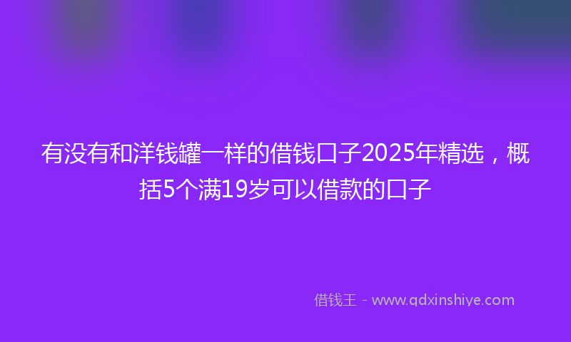 有没有和洋钱罐一样的借钱口子2025年精选，概括5个满19岁可以借款的口子