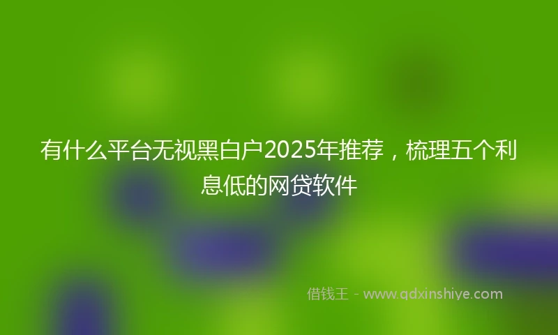 有什么平台无视黑白户2025年推荐，梳理五个利息低的网贷软件