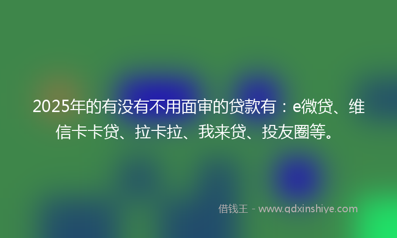 2025年的有没有不用面审的贷款有：e微贷、维信卡卡贷、拉卡拉、我来贷、投友圈等。