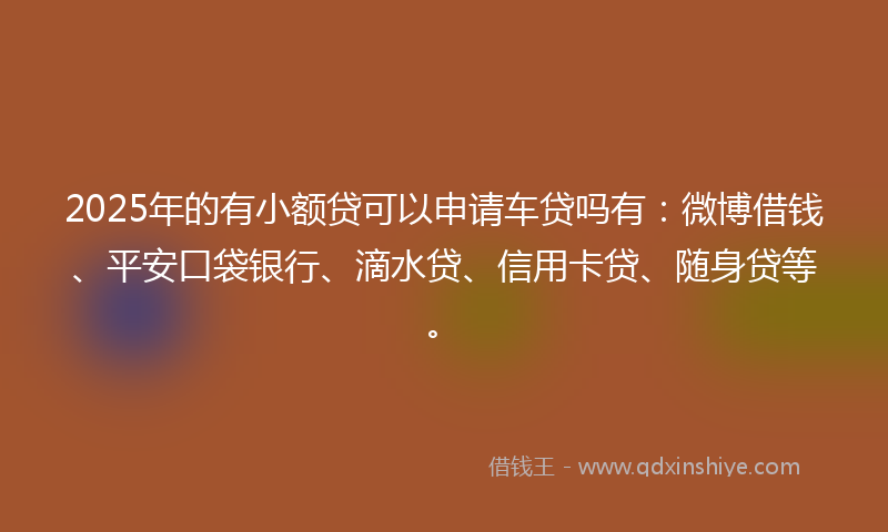 2025年的有小额贷可以申请车贷吗有：微博借钱、平安口袋银行、滴水贷、信用卡贷、随身贷等。