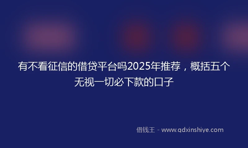 有不看征信的借贷平台吗2025年推荐，概括五个无视一切必下款的口子